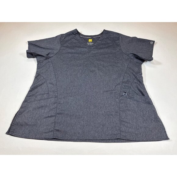 WonderWink Tops - WonderWink Womens True-Plus Fit Scrub Top 2X Charcoal Gray V-Neck W123  (F322)